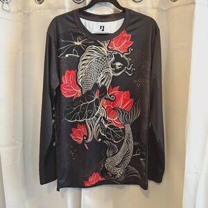 HArd Rock Shirt Mens Medium Asian‎ Inspired Fish Spell Out Grunge Y2K Goth 17522